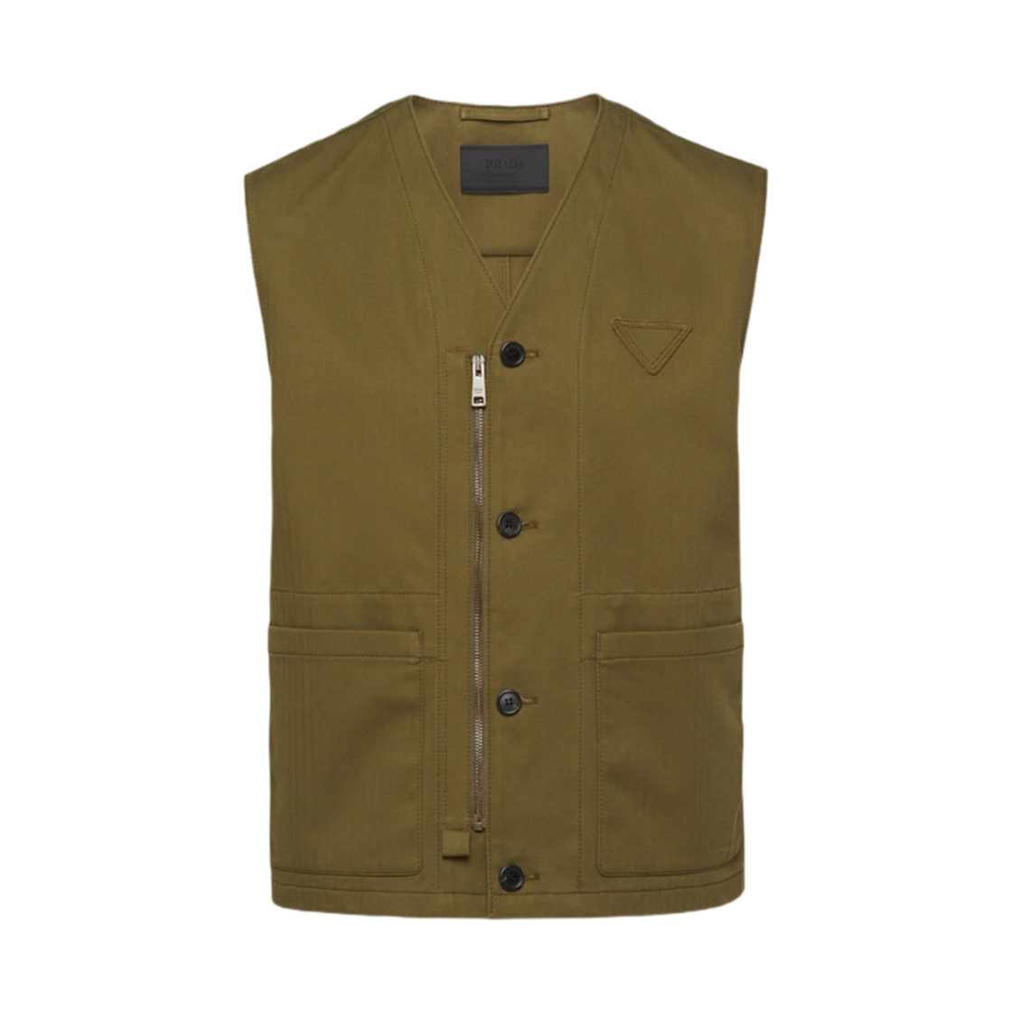 SGC545-14B5-F0161 Prada Cotton Vest Military Green