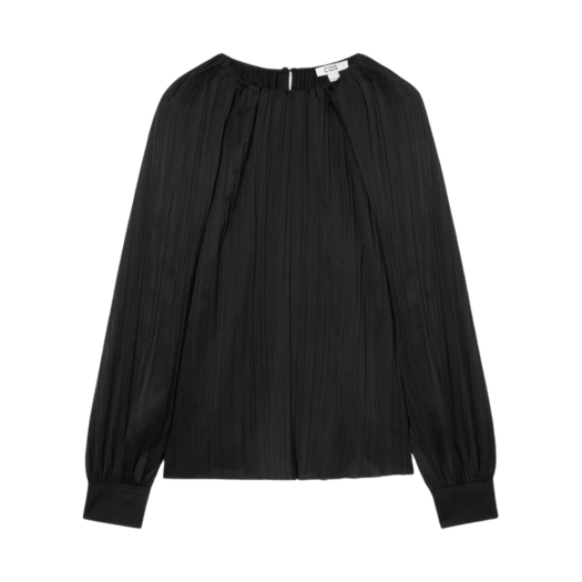 1201153001 (W) COS Plisse Long Sleeve Blouse Black