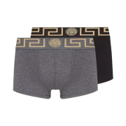 Versace Greca Border Trunks Gray Black (2 Pack)