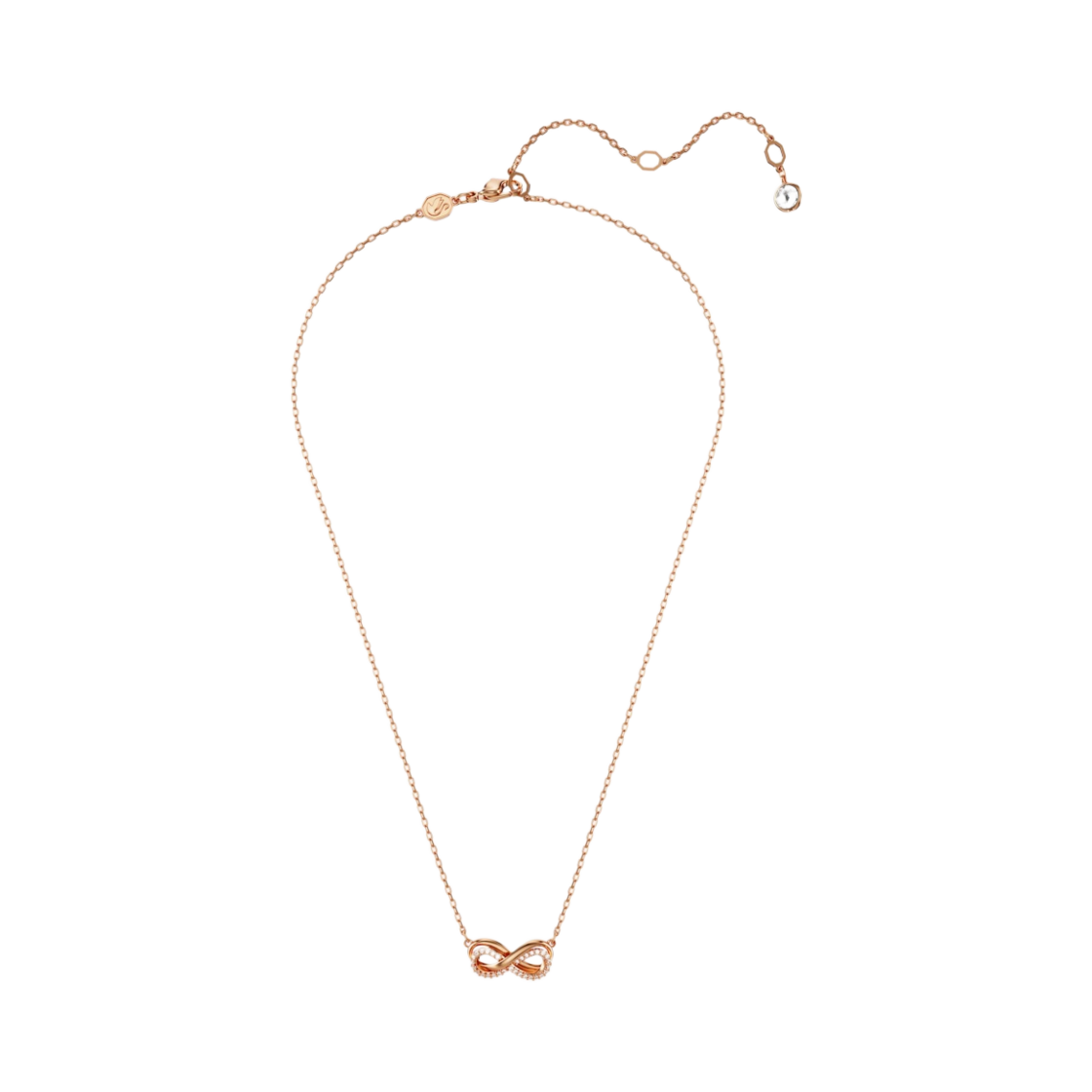 (W) 스와로브스키 하이퍼볼라 펜던트 파베 인피니티 화이트 로즈 골드 플래팅((W) Swarovski Hyperbola Pendant Pave Infinity White Rose Gold Plated)