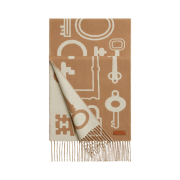 (W) Hermes Casaque Porte-Clefs Muffler Camel Blanc