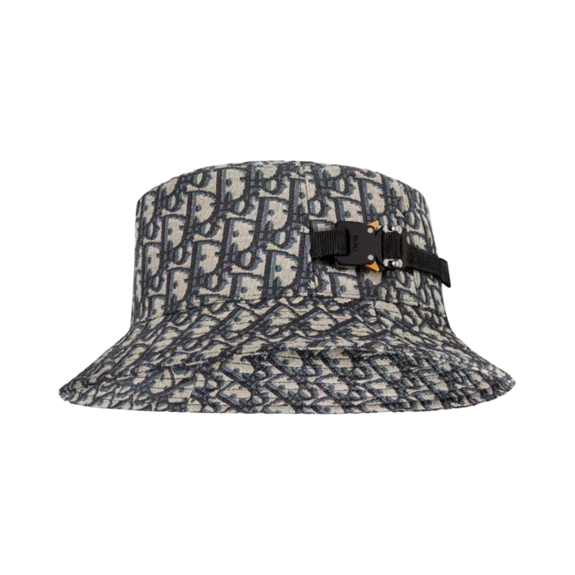 디올 오블리크 버킷햇 네이비 블루 & 베이지 코튼 블렌디드 자카드