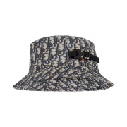 Dior Oblique Bucket Hat Navy Blue & Beige Cotton Blended Jacquard