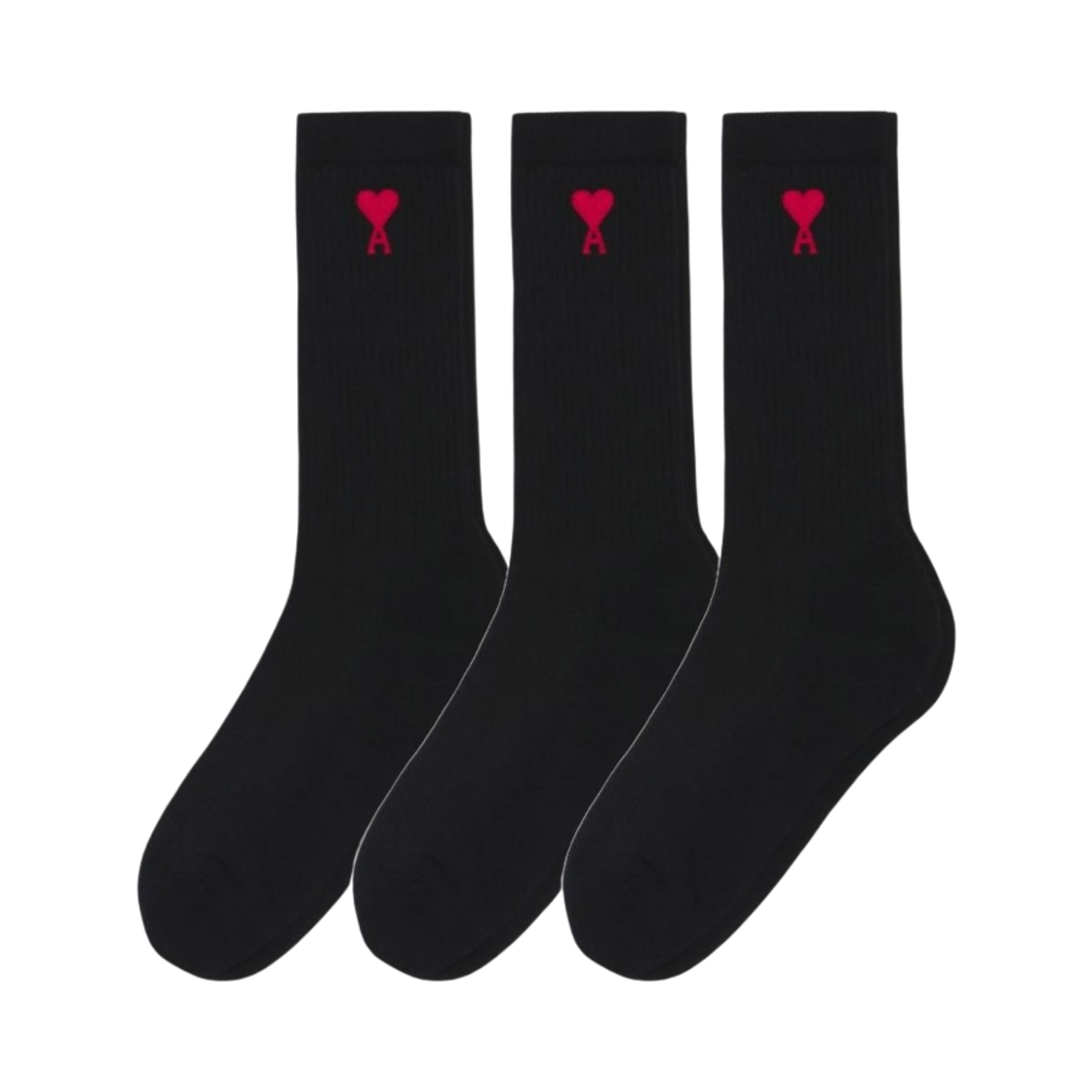아미 하트 로고 삭스 블랙 (3개입)(AMI de Coeur Socks Black (3 Pack))