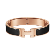 (W) Hermes Clic H Bracelet Rose Gold & Noir