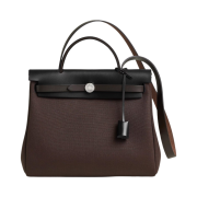 Hermes Herbag Zip 31 Bag Military Canvas Hunter Cowhide & Palladium Chocolat Rouge Sellier Noir Ebene