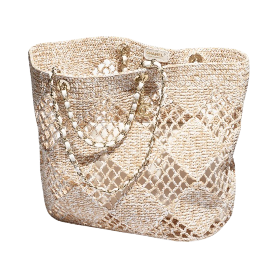 샤넬 맥시 쇼핑백 라피아 이펙트 브레이드 & 골드 메탈 베이지 화이트(Chanel Maxi Shopping Bag Raffia Effect Braided & Gold Beige White) - 2