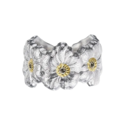 Buccellati Blossoms Eternelle Gardenia Ring with Brown Diamonds Vermeil Sterling Silver