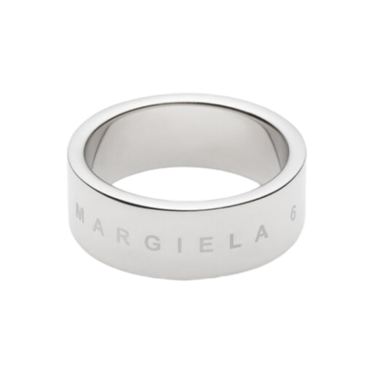 (W) MM6 Maison Margiela Minimal Logo Ring Silver Palladium