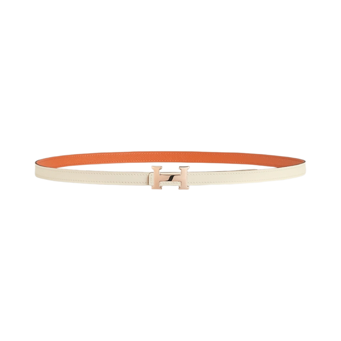 (W) 에르메스 미니 H 벨트 버클 & 리버서블 가죽 스트랩 13mm & 핑크 골드 나타 오랑쥬((W) Hermes Mini H Belt Buckle & Reversible Leather Strap 13mm & Pink Gold Nata Orange) - 1