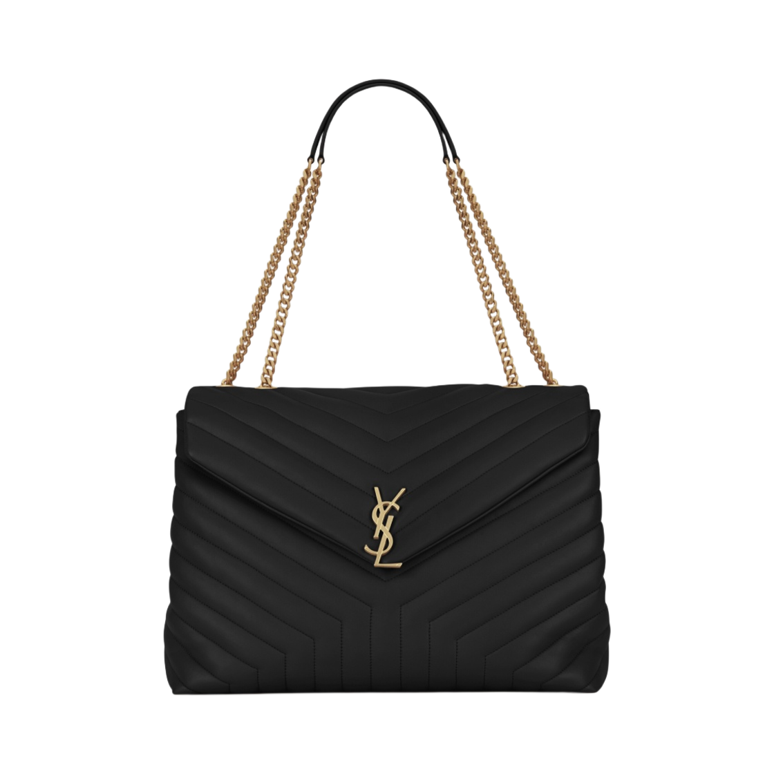 생로랑 마틀라세 Y 레더 브론즈 모노그램 루루 라지백 블랙