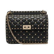Valentino Rockstud Spike Medium Chain Shoulder Bag Black