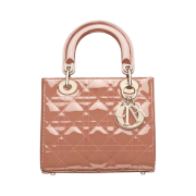 Dior Small Lady Bag Patent Cannage Calfskin Rose Des Vents