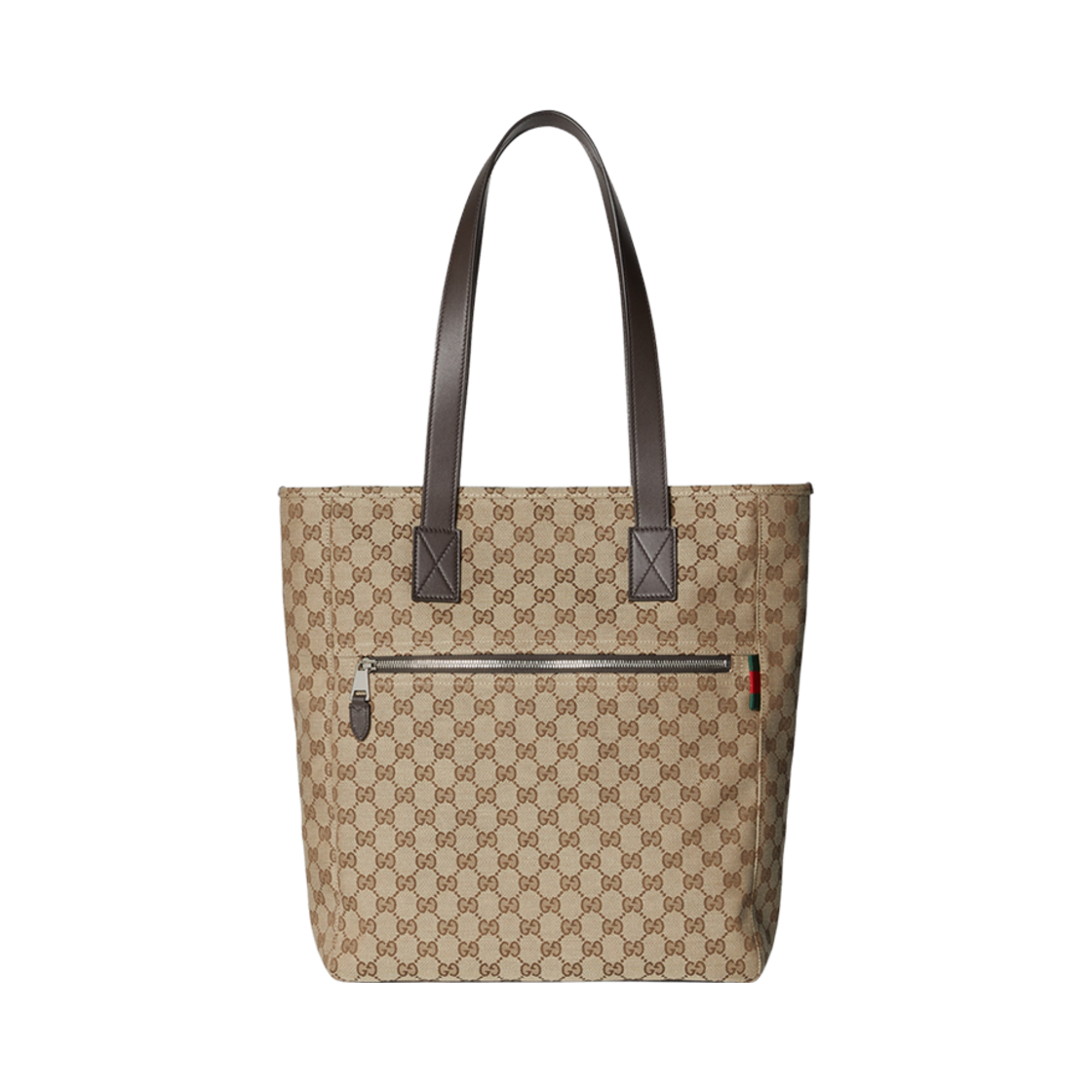 834796-FAEPS-9752 Gucci GG Canvas Medium Tote Bag Beige Dark Brown