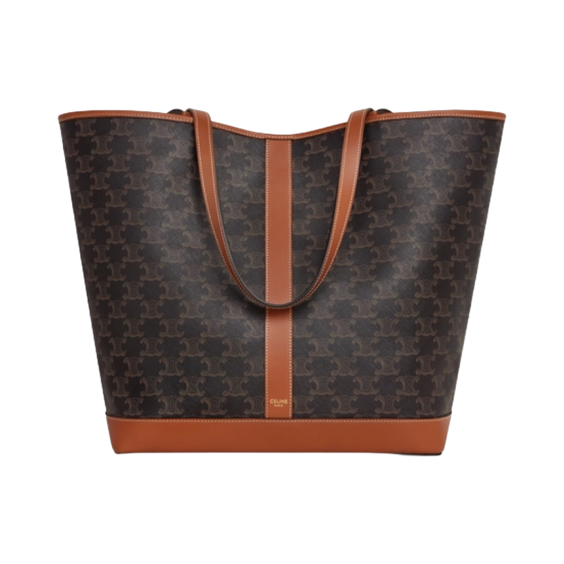 셀린느 트리옹프 캔버스 & 카프스킨 미디움 카바스 탄(Celine Medium Cabas in Triomphe Canvas and Calfskin Tan) - 1