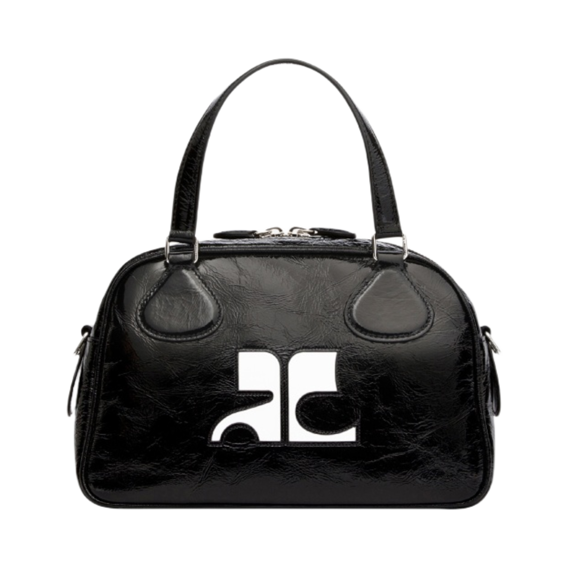 124GSA062CR00449999 Courreges Reedition Naplack Bowling Bag Black
