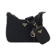 Prada Re-Edition 2005 Raffia Shoulder Bag Black