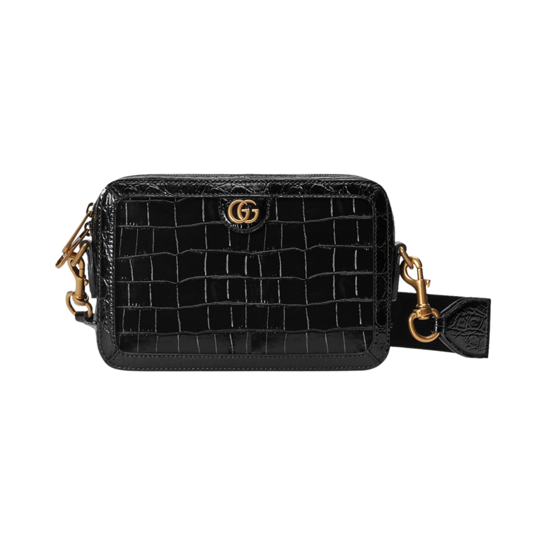 구찌 크로커다일 숄더백 더블 G 블랙(Gucci Crocodile Shoulder Bag with Double G Black) - 1