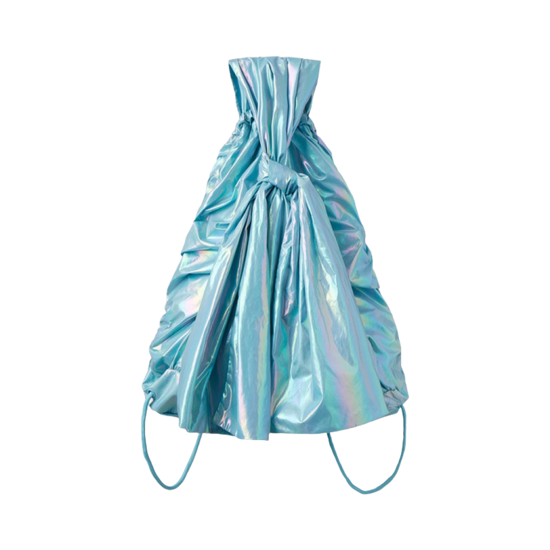 오픈 와이와이 메탈릭 노티드 드로우스트링 백 스카이 블루(Open Yy Metallic Knotted Drawstring Bag Sky Blue)