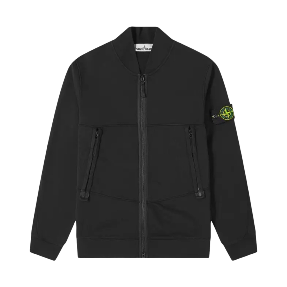 741560351-V0029 Stone Island 60351 Cotton Fleece Full Zip Sweatshirt Black - 21SS