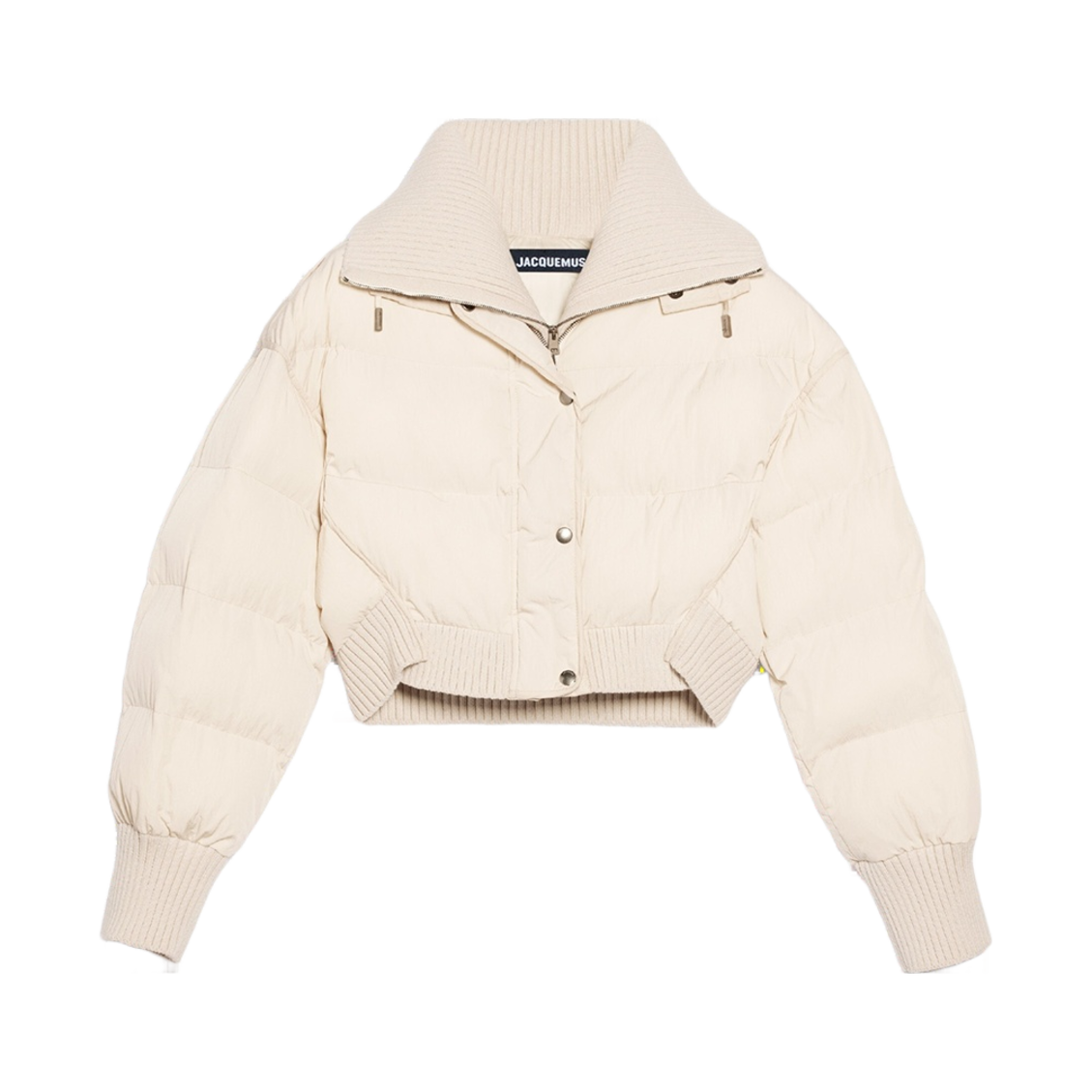 (W) 자크뮈스 라 두둔 카라코 립 퍼퍼 오프 화이트((W) Jacquemus La Doudoune Caraco Ribbed Puffer Off White)