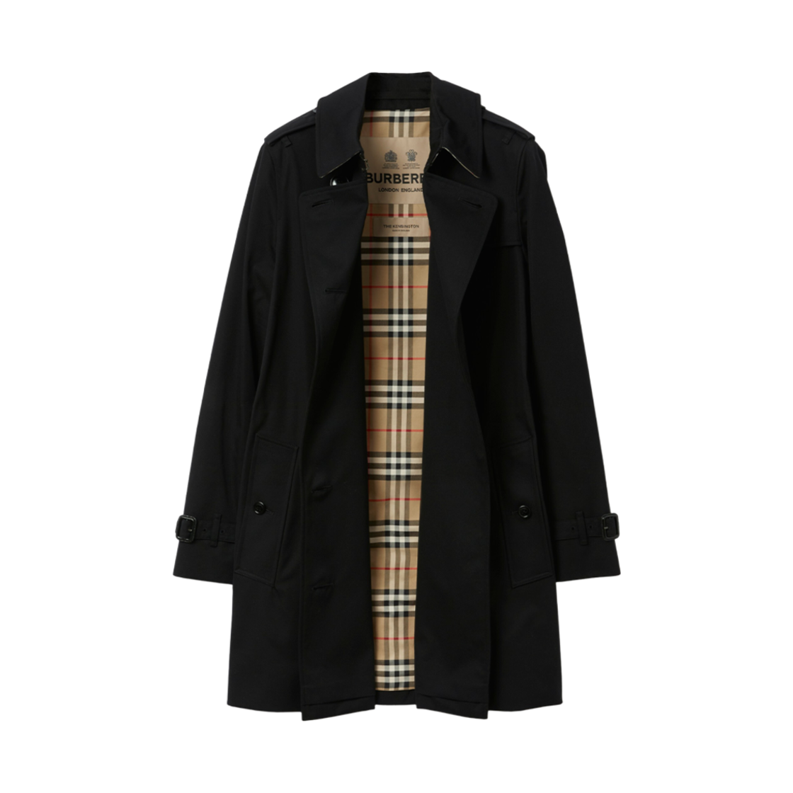 (W) 버버리 켄싱턴 헤리티지 트렌치 코트 블랙((W) Burberry Kensington Heritage Trench Coat Black) - 2