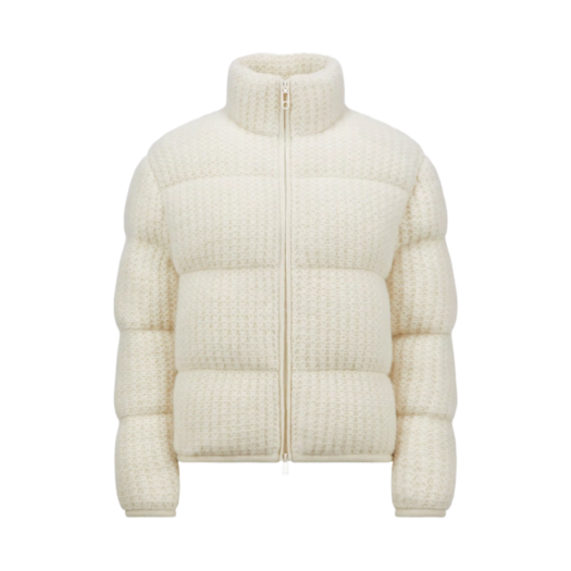 (W) Moncler Padded Wool & Alpaca Zip-Up Cardigan White - 24FW