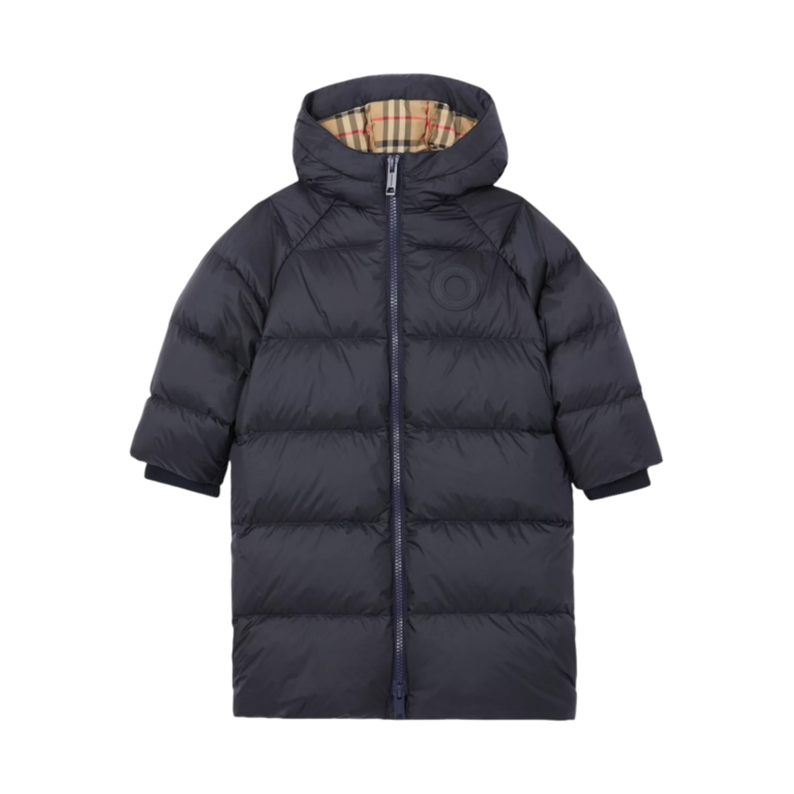 (키즈) 버버리 로고 그래픽 나일론 롱 퍼퍼 자켓 미드나잇((Kids) Burberry Logo Graphic Nylon Long Puffer Jacket Midnight) - 1