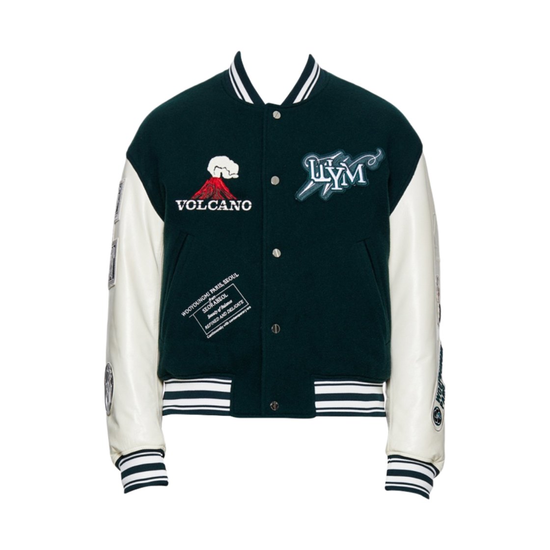 W233JP01917F Wooyoungmi Volcano Varsity Jacket Green - 23FW