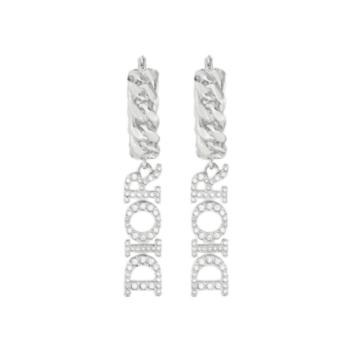 (W) 디올 디오레볼루션 이어링 실버 피니쉬 메탈 실버 톤 크리스탈((W) Dior Dio(r)evolution Earrings Silver Finish Metal Silver Tone Crystals) - 2