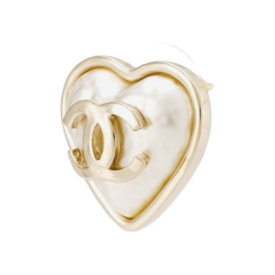 (W) 샤넬 이어링 메탈 레진 & 골드 펄리 화이트((W) Chanel Earrings Metal Resin & Gold Pearly White) - 2