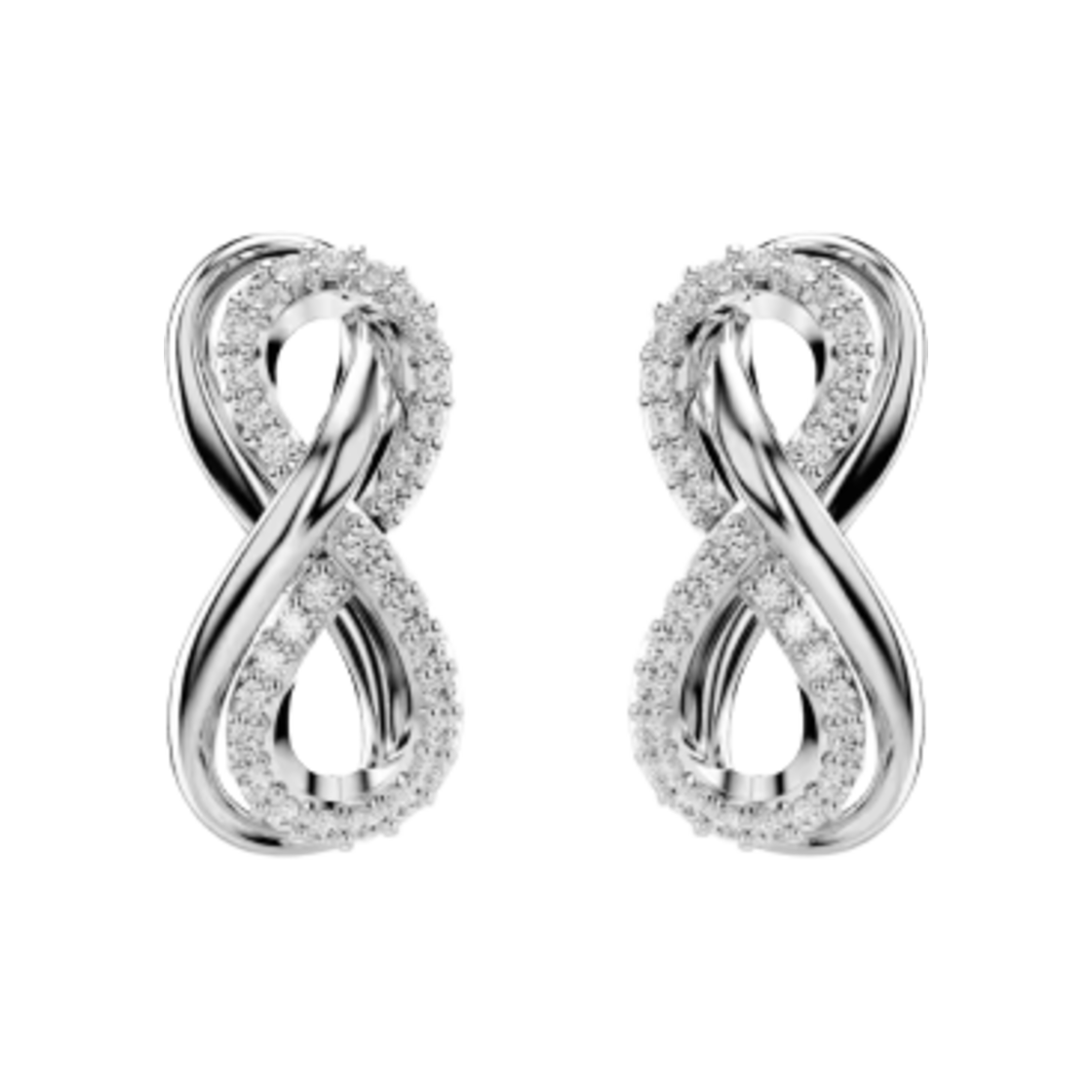 (W) 스와로브스키 하이퍼볼라 스터드 이어링 인피니티 화이트 로듐 플래팅((W) Swarovski Hyperbola Stud Earrings Infinity White Rhodium Plated) - 1