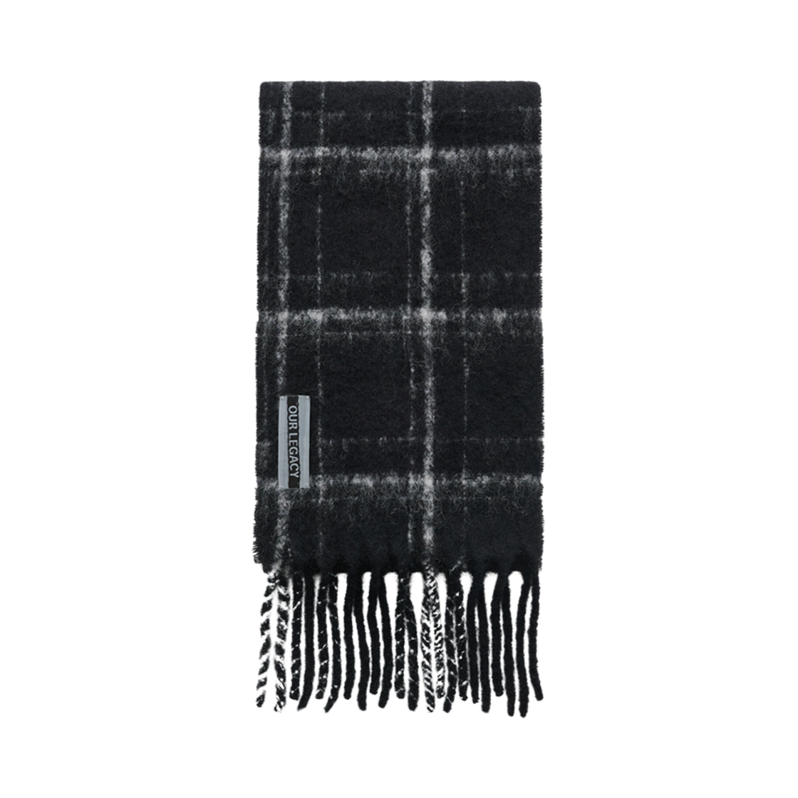 A4248EBF Our Legacy Estate Scarf Black Fuzzy Alpaca Check