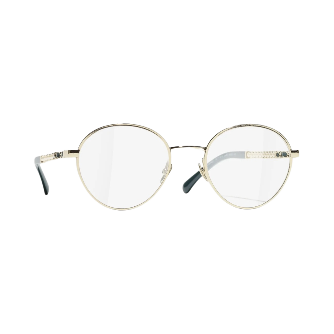 샤넬 프레임 메탈 글래스 펄 & 골드 그린(Chanel Round Eyeglasses Metal Glass Pearls & Gold Green) - 2