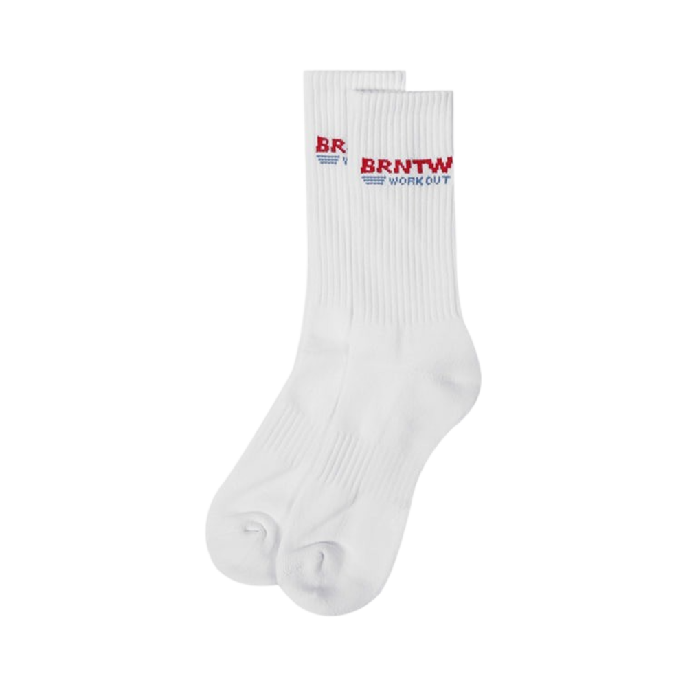 BE5USO416WH BORN TO WIN Workout Logo Socks White - 대표 이미지 #1