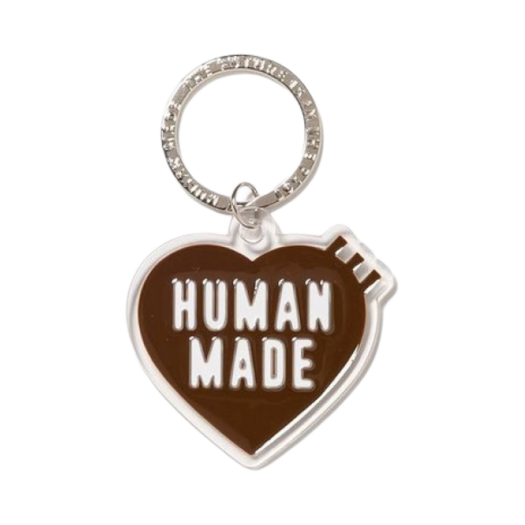 Human Made Heart Keyring Brown