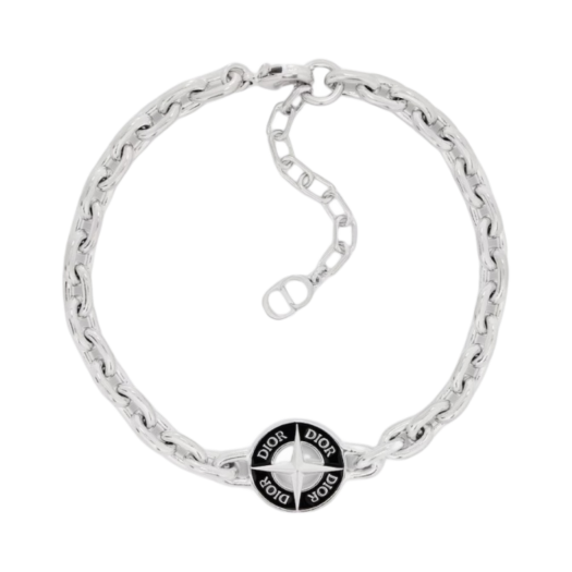 Dior x Stone Island Bracelet Brass and Black Resin Silver-Finish