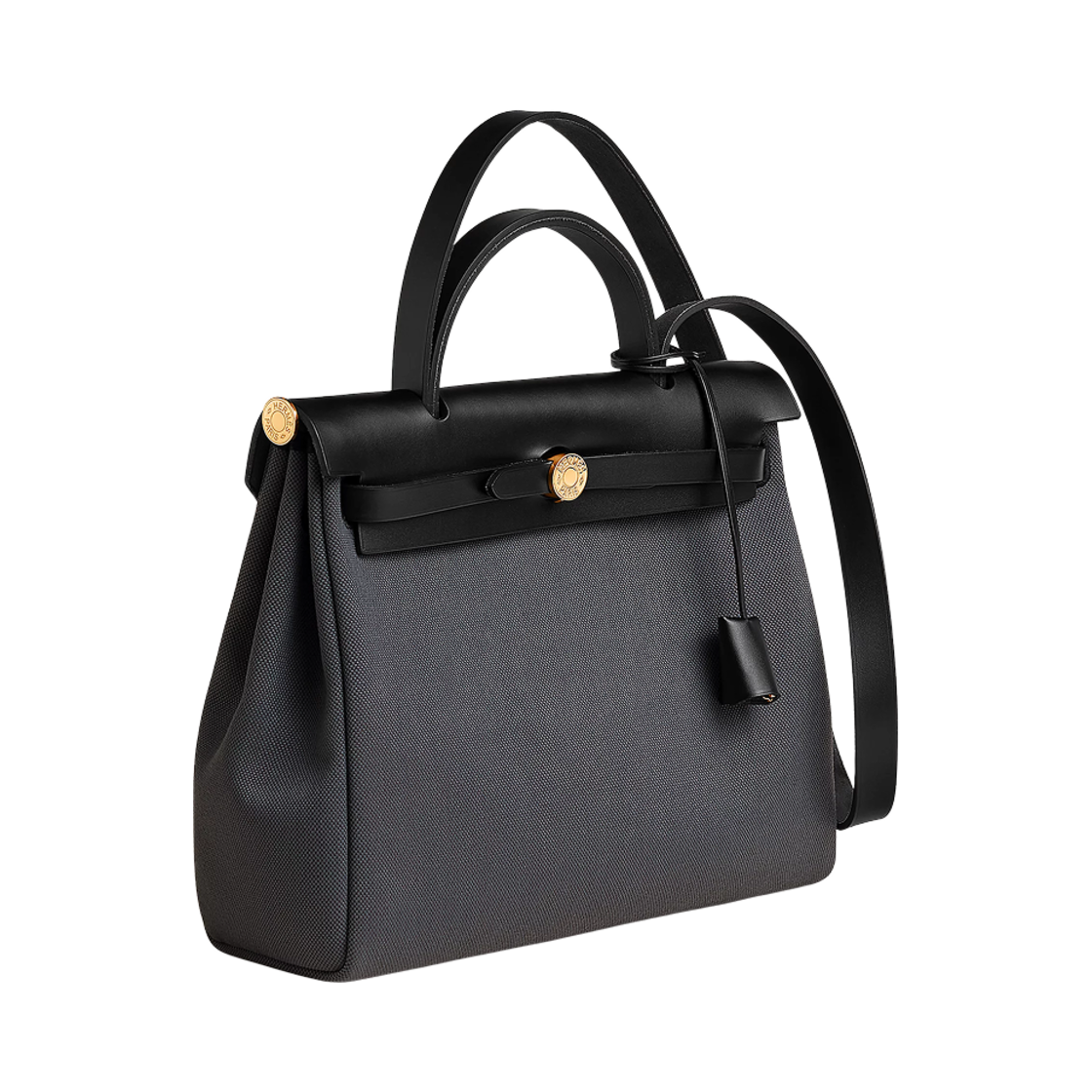 에르메스 에르백 집 31 백 르투르네 밀리터리 캔버스 헌터 카우하이드 & 골드 하드웨어 아르두아즈 누아(Hermes Herbag Zip 31 Bag Retourne Military Canvas Hunter Cowhide & Gold Ardoise Noir) - 2