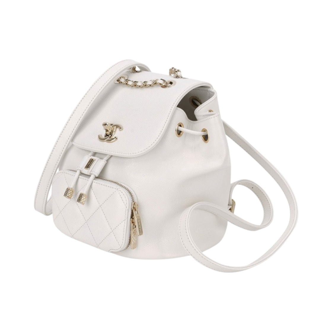 샤넬 스몰 백팩 그레인드 카프스킨 & 골드 메탈 화이트(Chanel Small Backpack Grained Calfskin & Gold White) - 2
