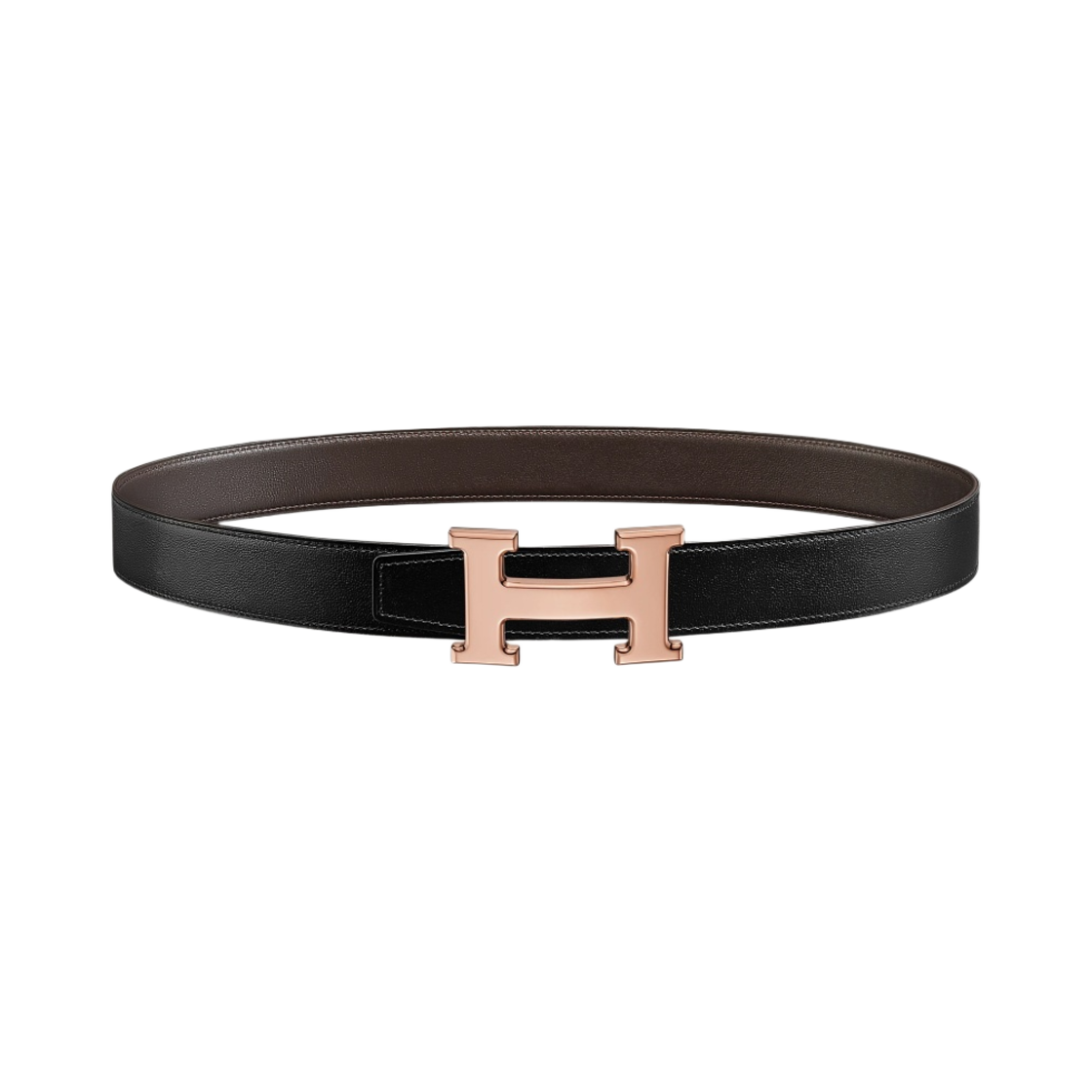 에르메스 H 벨트 버클 & 리버서블 가죽 스트랩 32mm & 핑크 골드 누아 에벤(Hermes H Belt Buckle & Reversible Leather Strap 32mm & Pink Gold Noir Ebene) - 1