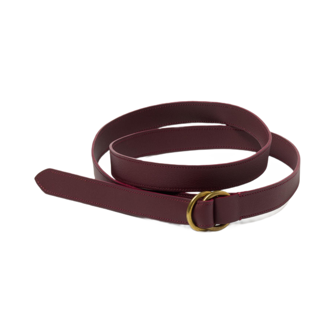 A25SB06RP-W (W) Auralee Double Ring Buckle Belt Burgundy