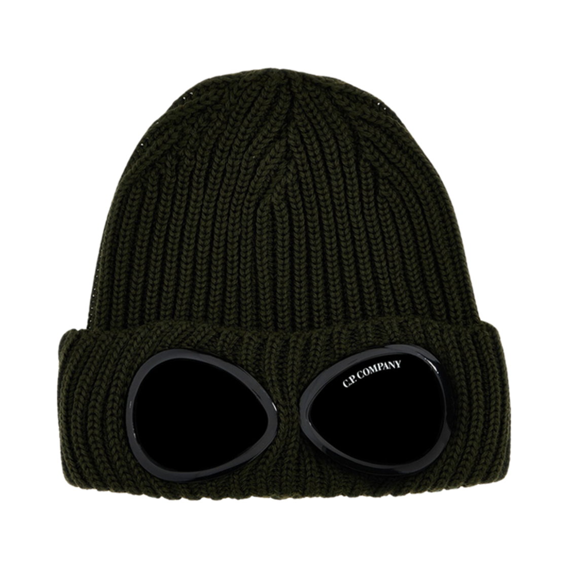 17CMAC122A005509A683 C.P. Company Extra Fine Merino Wool Goggle Beanie Green - 24FW