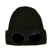C.P. Company Extra Fine Merino Wool Goggle Beanie Green - 24FW