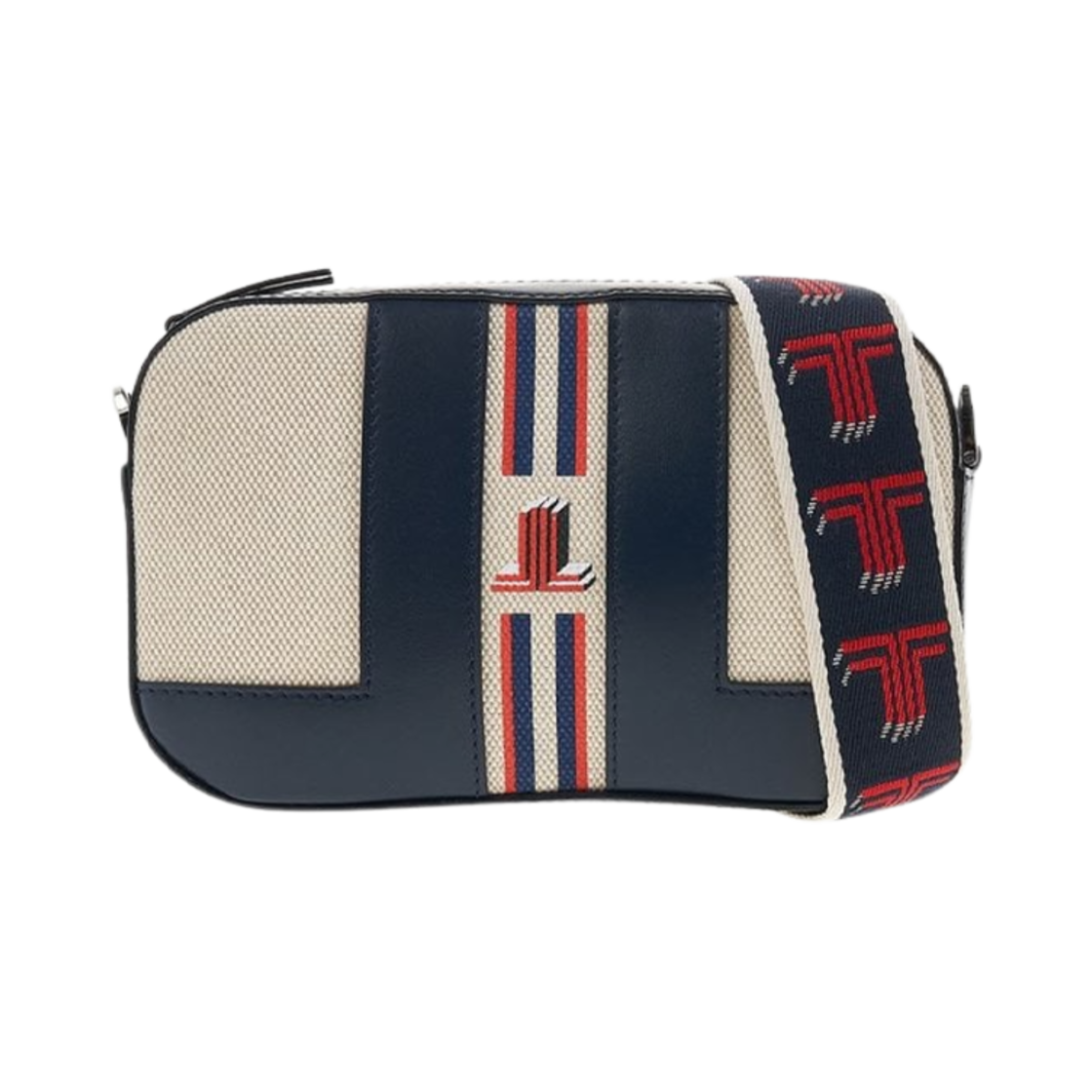 LM-BGTI03-CAVE-P220239 Lanvin Woven Crossbody Bag Ecru Burgundy