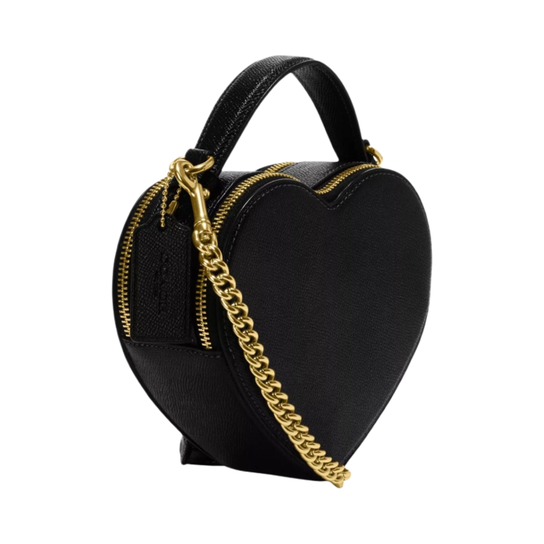 코치 크로스그레인 레더 하트 크로스바디백 골드 블랙(Coach Crossgrain Leather Heart Crossbody Bag Gold Black) - 2