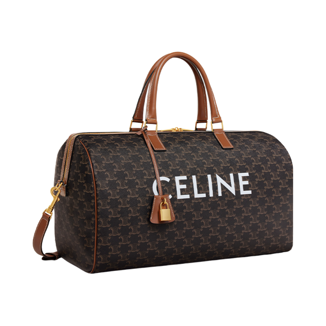 셀린느 미디움 트래블 백 트리옹프 캔버스 셀린느 프린트 탄(Celine Medium Travel Bag in Triomphe Canvas with Celine Print Tan) - 2