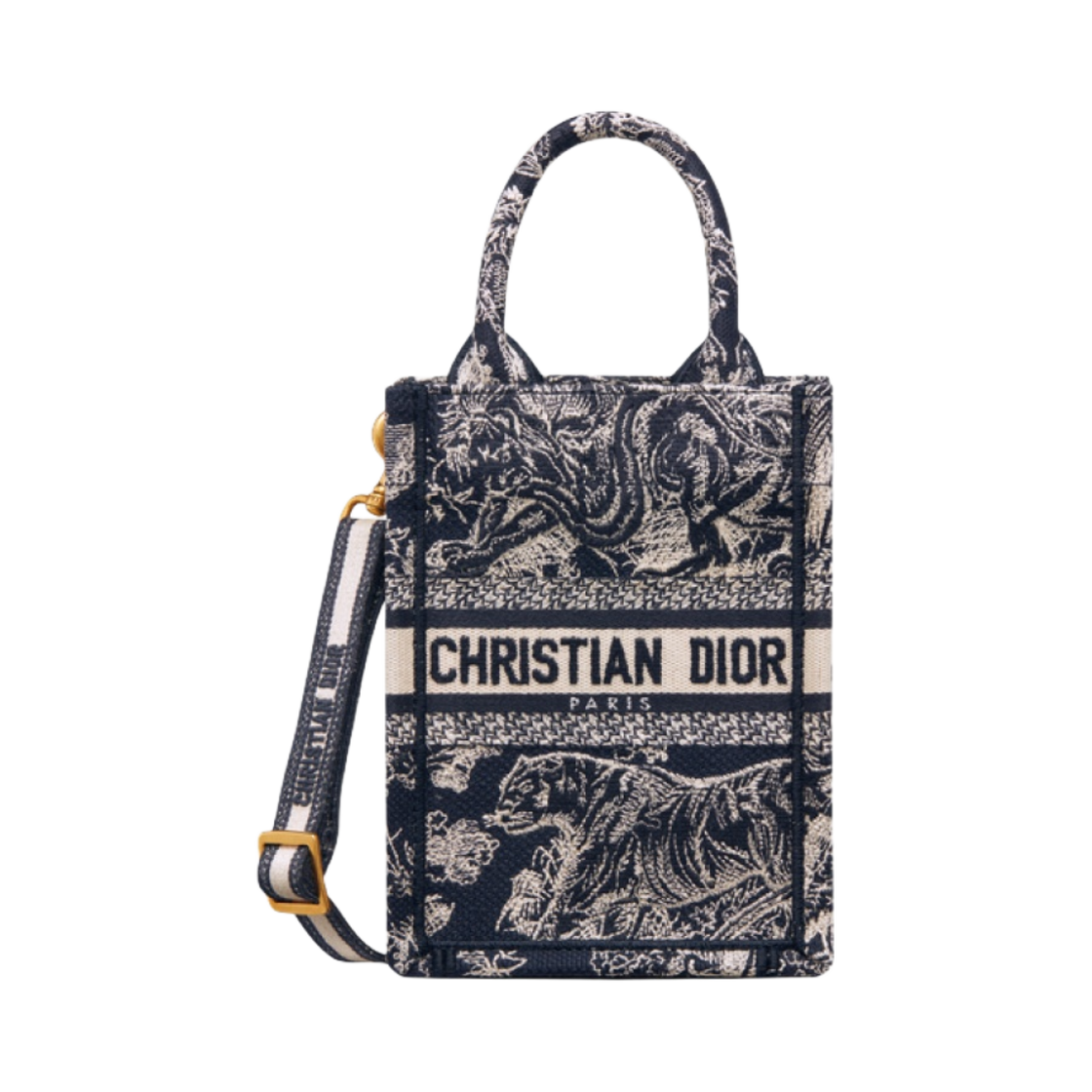 디올 미니 디올 북 토트백 폰 백 블루 트왈 드 주이 리버스 자수(Dior Mini Dior Book Tote Phone Bag Blue Toile De Jouy Reverse Embroidery) - 1