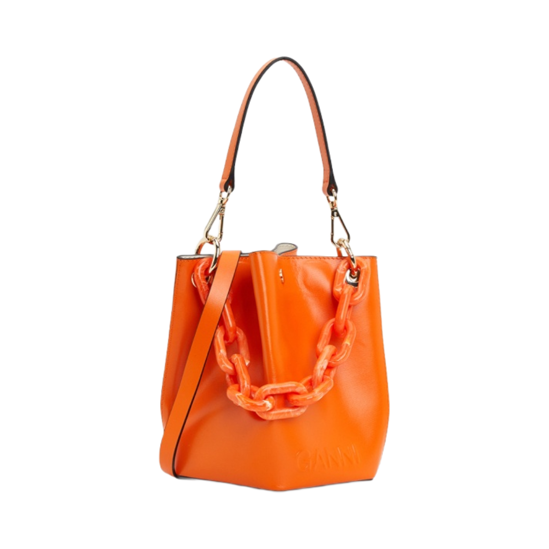 가니 스몰 다이아몬드 버킷백 바이브런트 오렌지(Ganni Small Diamond Bucket Bag Vibrant Orange) - 1
