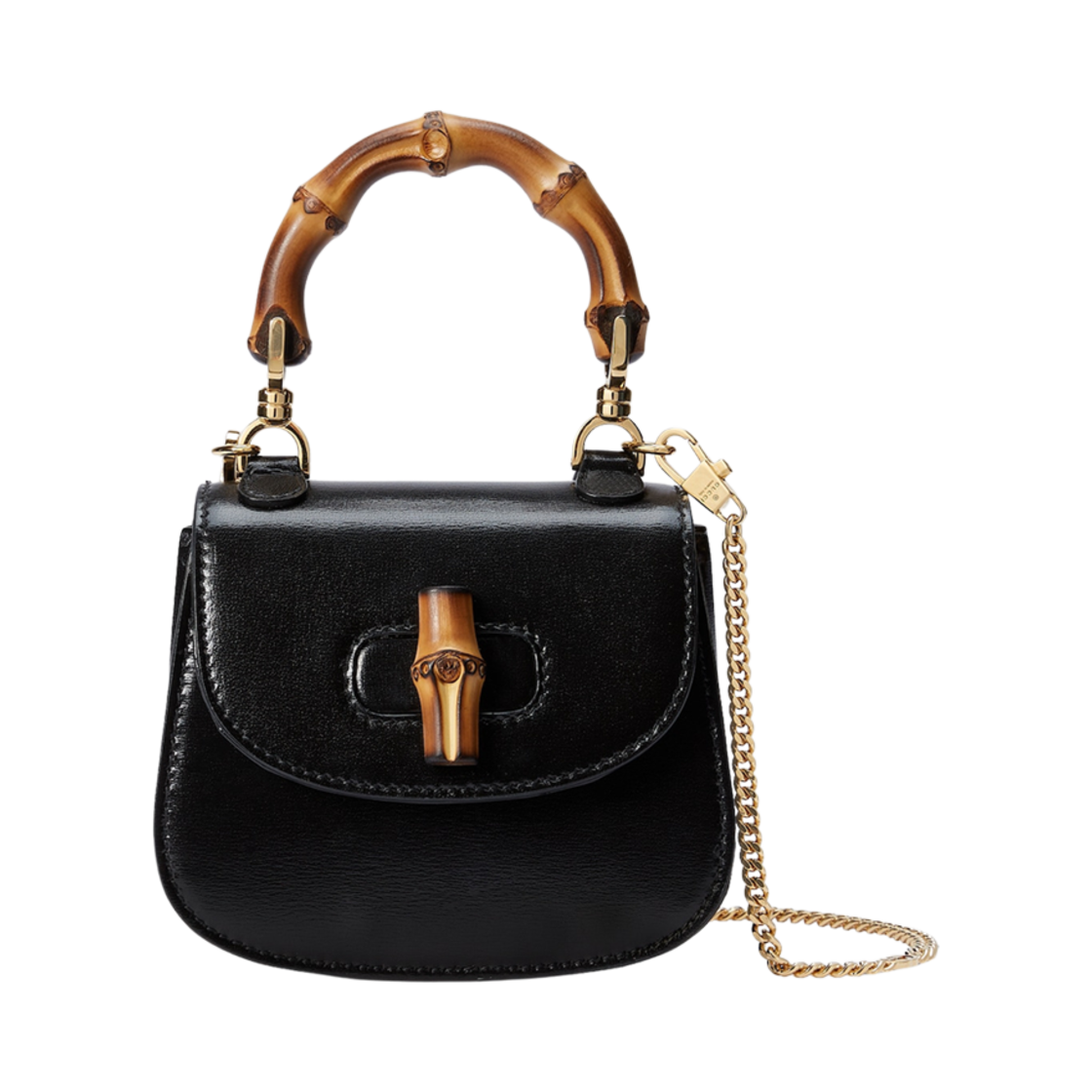 760246-10O0X-1000 Gucci Bamboo 1947 Super Mini Bag Black Leather