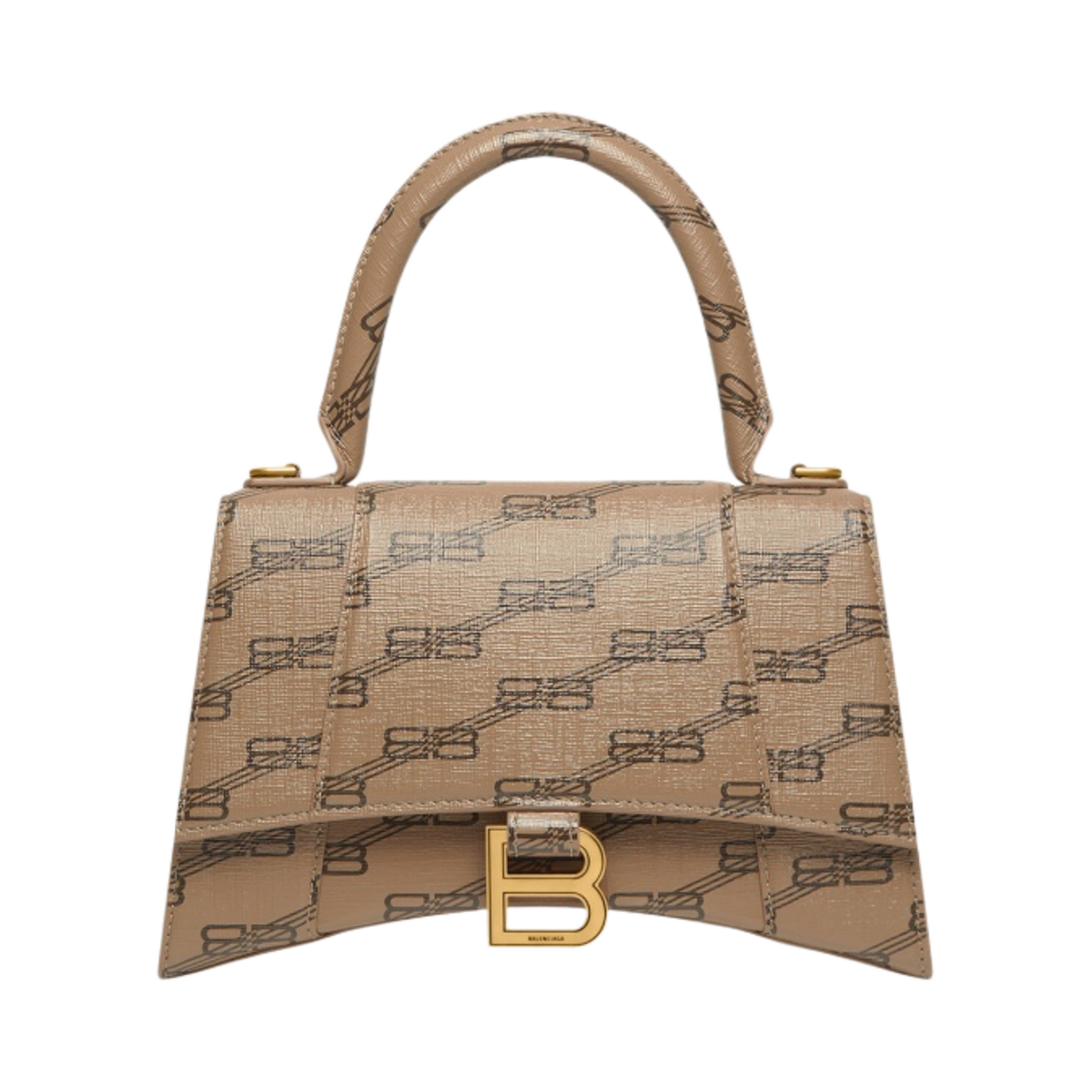 발렌시아가 아워글래스 스몰 핸드백 BB 모노그램 코티드 캔버스 베이지(Balenciaga Hourglass Small Handbag BB Monogram Coated Canvas Beige) - 1